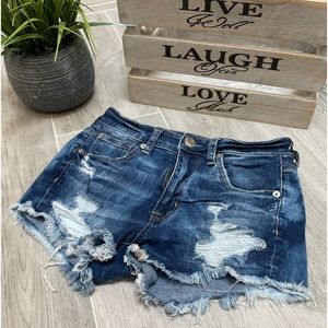 American Eagle Outfitters Super Stretch X Distressed Denim Shorts